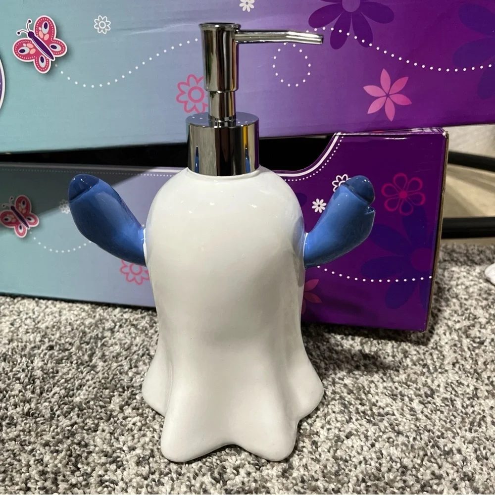 Disney Stitch Ghost Figure Soap Pump Dispenser Refillable New!